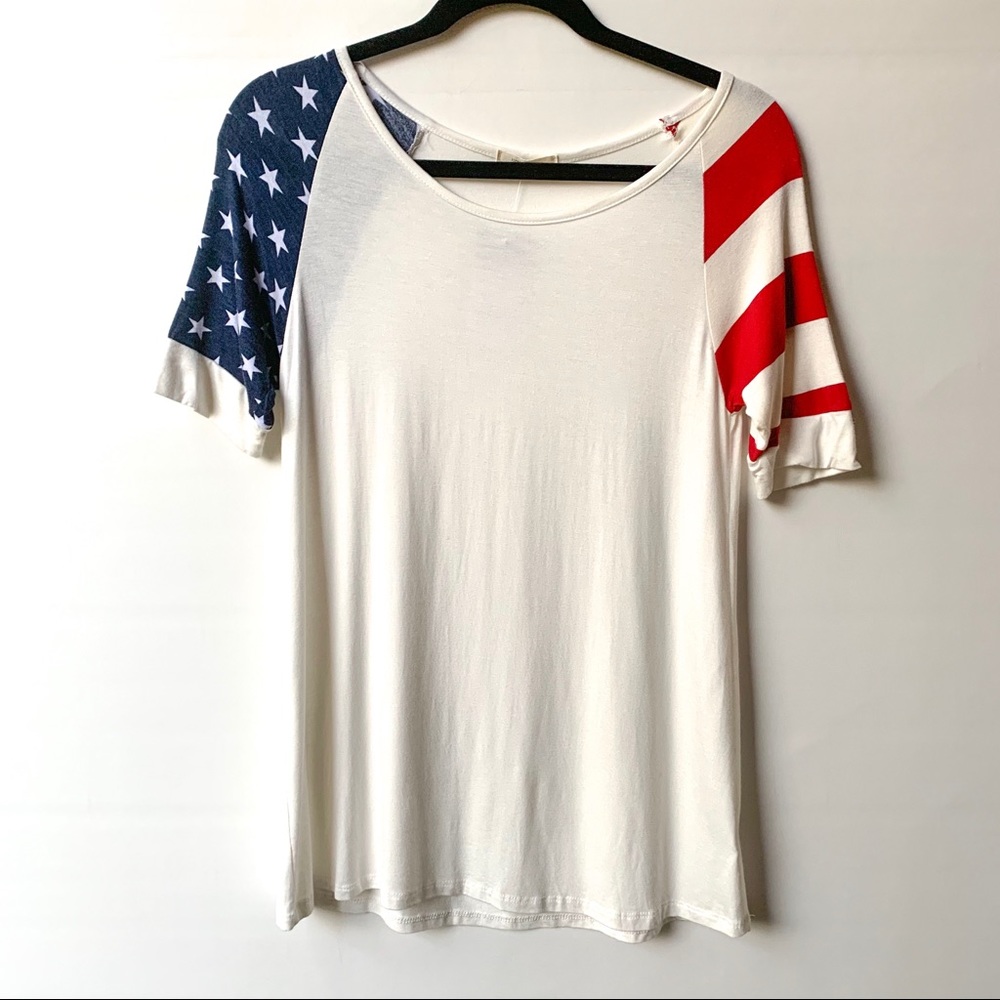 White Patriotic Raglan Tee